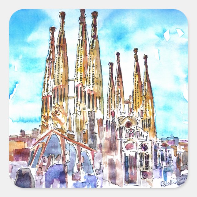 Sagrada Familia Barcelona Square Sticker (Front)