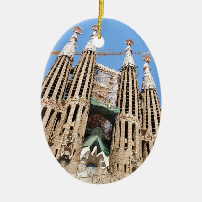 Sagrada Familia in Barcelona, Spain Ceramic Tree Decoration (Front)