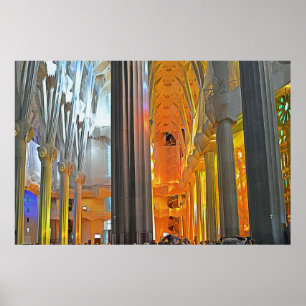 Sagrada Familia Interior Barcelona Mist Wall Art