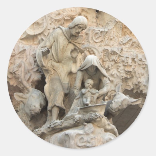 Sagrada Familia sculptures Classic Round Sticker (Front)