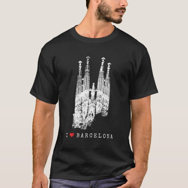 Sagrada Familia Skyline Spain Fan I Love Barcelona T-Shirt (Front)