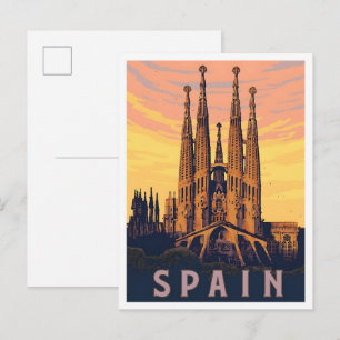 Sagrada Familia Spain Vintage Travel Postcard
