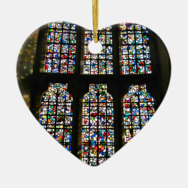 Sagrada Familia Stained Glass Barcelona Photograph Ceramic Tree Decoration (Front)