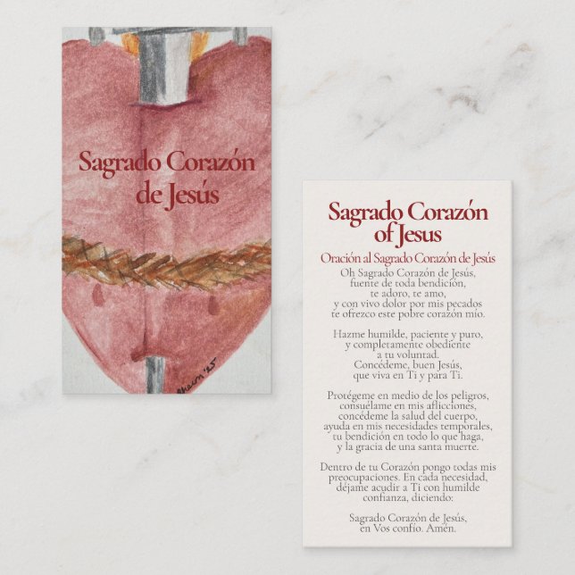 Sagrado Corazón de Jesús - Catholic Holy Card (Front/Back)