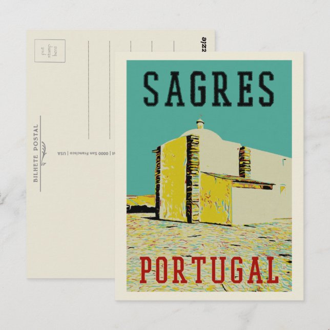 Sagres promontory illustration Algarve Portugal Postcard (Front/Back)