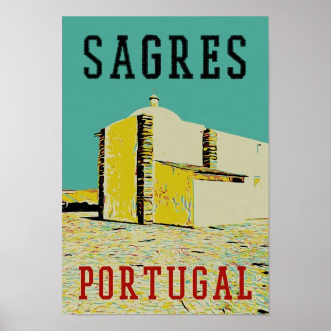 Sagres promontory illustration Algarve Portugal Poster (Front)