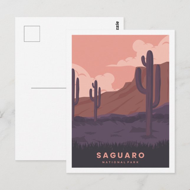 Saguaro Arizona Famous Travel Place Illustration Postcard (Front/Back)