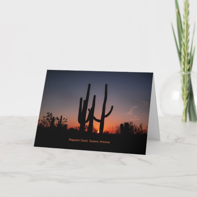 Saguaro Cacti at Sunset Card (Front)