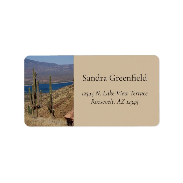 Saguaro Cacti Blue Lake Desert Mountains Arizona L Label (Front)