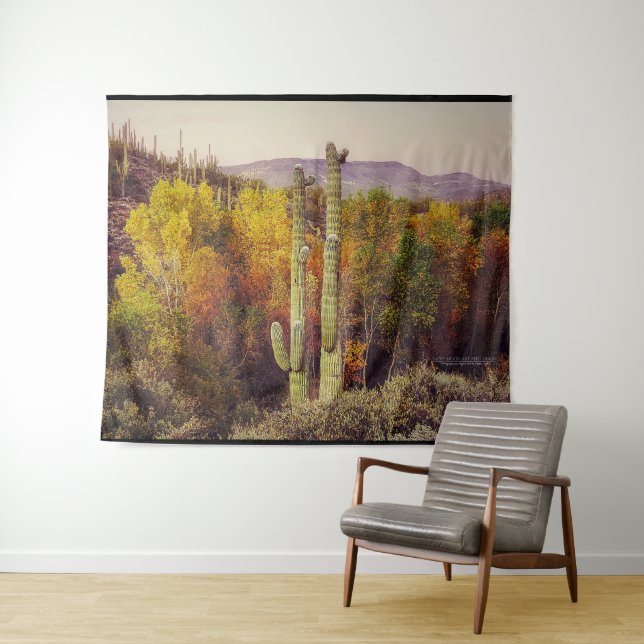 Saguaro Cacti Desert Southwest Arizona Fall Colour Tapestry (In Situ (Horizontal))