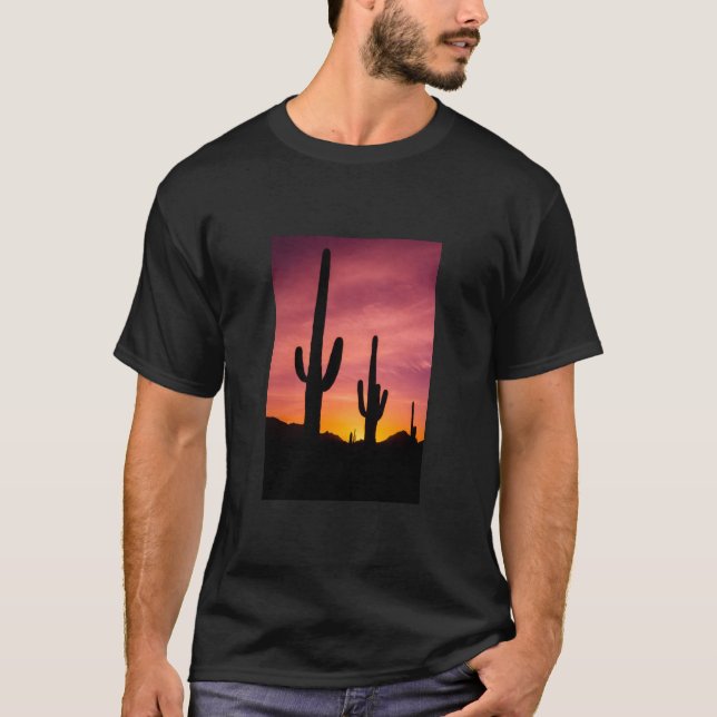 Saguaro cactus at sunrise, Arizona T-Shirt (Front)