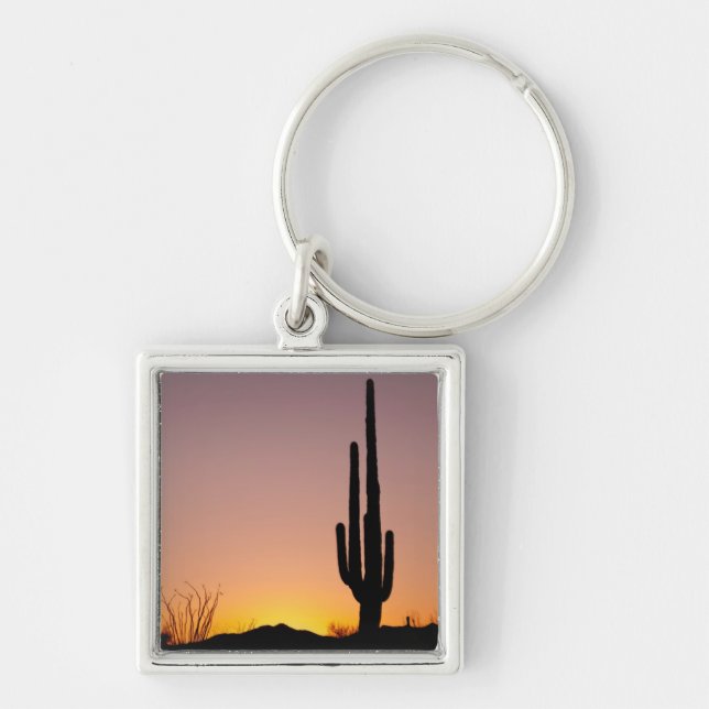Saguaro Cactus at Sunset Key Ring (Front)