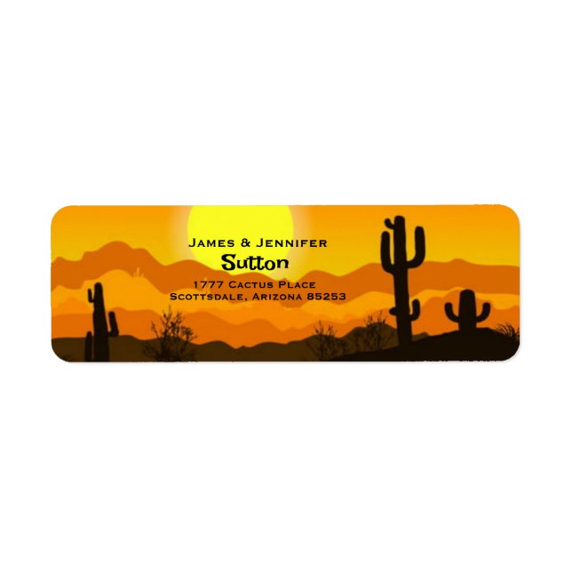 Saguaro Cactus at Sunset Return Address  (Front)