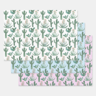 Saguaro Cactus Desert Watercolor Nature Botanical Wrapping Paper Sheet