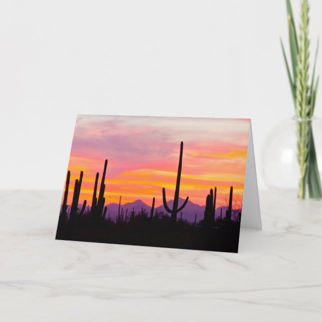 Saguaro Cactus Forest at Sunset Card (Front)