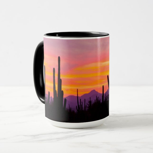 Saguaro Cactus Forest at Sunset Mug (Front Left)
