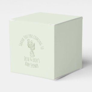 Saguaro Cactus Hand Drawn Green Baby Shower     Favour Box