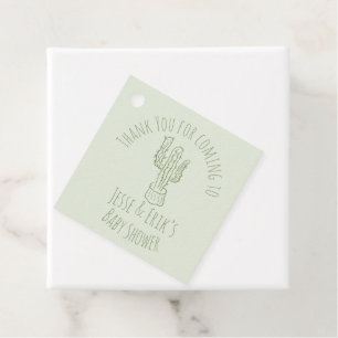 Saguaro Cactus Hand Drawn Green Baby Shower     Favour Tags