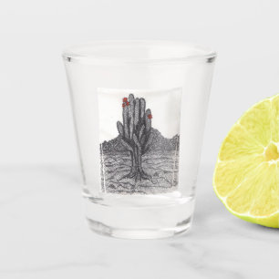 Saguaro Cactus in Pen and Ink   Shot Glass