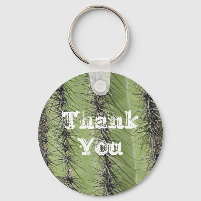 Saguaro Cactus Photo Cacti Needle Thank You Key Ring (Front)