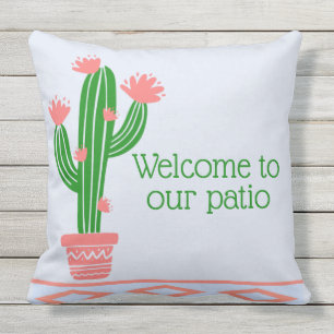 Saguaro Cactus Pink Bloom, Welcome to our Patio Cushion