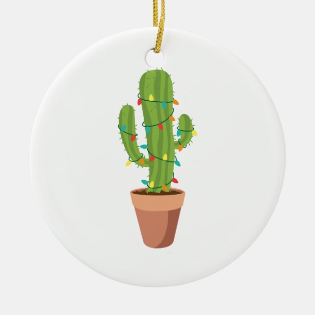 Saguaro Cactus Plant Ceramic Tree Decoration (Front)