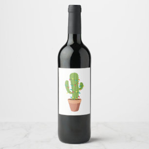 Saguaro Cactus Plant Wine Label