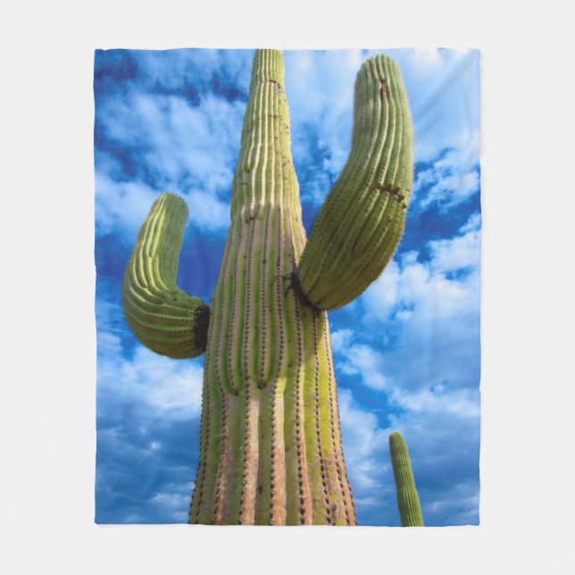 Saguaro cactus portrait, Arizona Fleece Blanket (Front)