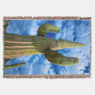 Saguaro cactus portrait, Arizona Throw Blanket