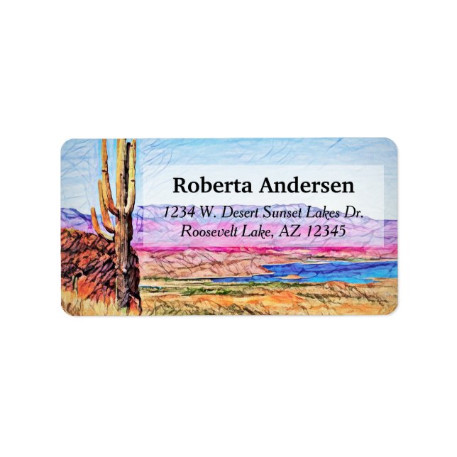 Saguaro Cactus Purple Mountians Blue Lake Arizona  Label (Front)