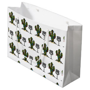 Saguaro Cactus Route 66 Holiday Wrapping Large Gift Bag