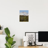 Saguaro Cactus Snow Capped Mountains Arizona USA Poster (Home Office)