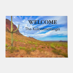 Saguaro Cactus Sonoran Desert Blue Sky Clouds Doormat