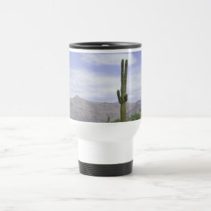 Saguaro Cactus Stand on Hilltop in Arizona desert Travel Mug