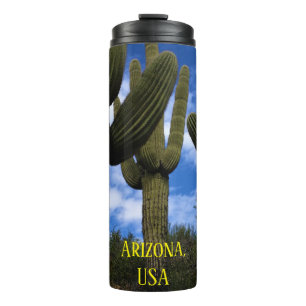 Saguaro Cactus Trio / Blue Sky & Clouds / Arizona Thermal Tumbler