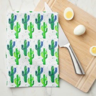 Saguaro Cactus Watercolor Tea Towel
