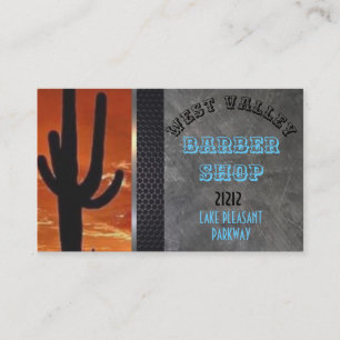 Saguaro Cactus with Orange Sky Template on  Barber Business Card