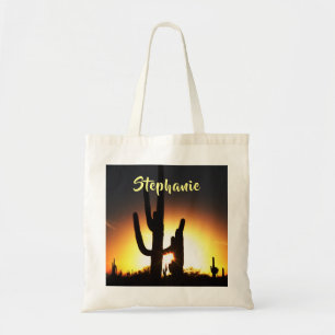 Saguaro Cactus with Personalised Name Tote Bag