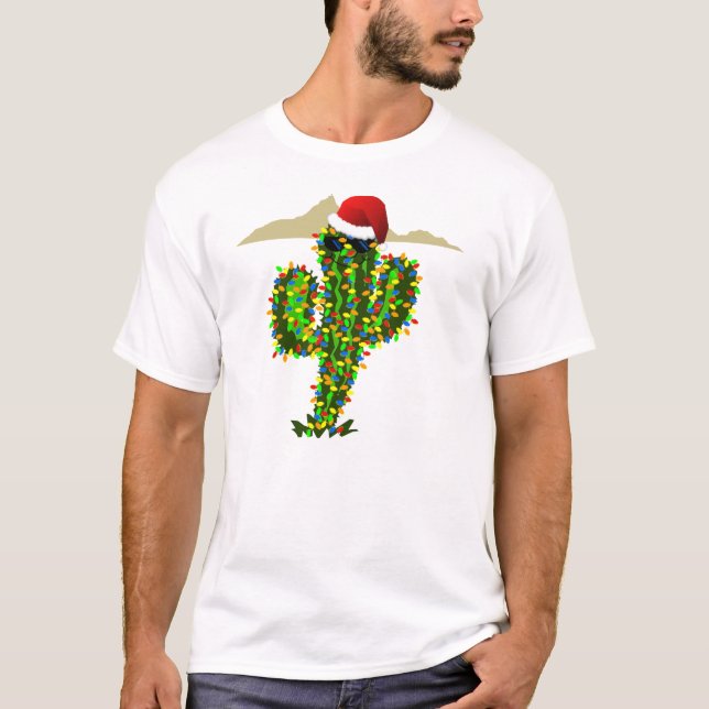 Saguaro Christmas Lights T-Shirt (Front)