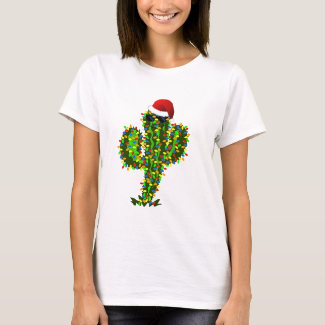 Saguaro Christmas Lights T-Shirt (Front)