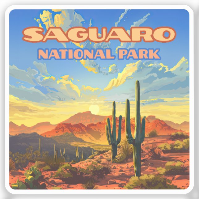 Saguaro National Park Arizona Desert Cactus Retro (Front)