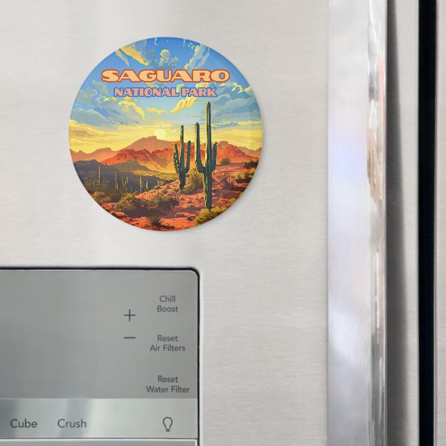 Saguaro National Park Arizona Desert Cactus Retro Magnet (In Situ (Fridge))