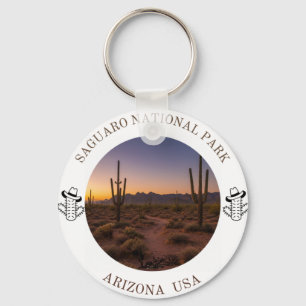 Saguaro National Park Arizona Desert Sunset Circul Key Ring