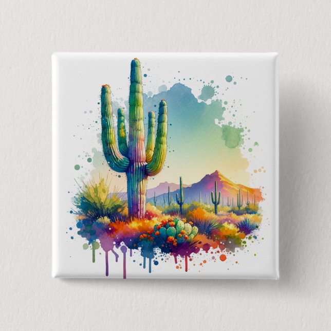 Saguaro National Park Arizona Giant Cactus  15 Cm Square Badge (Front)