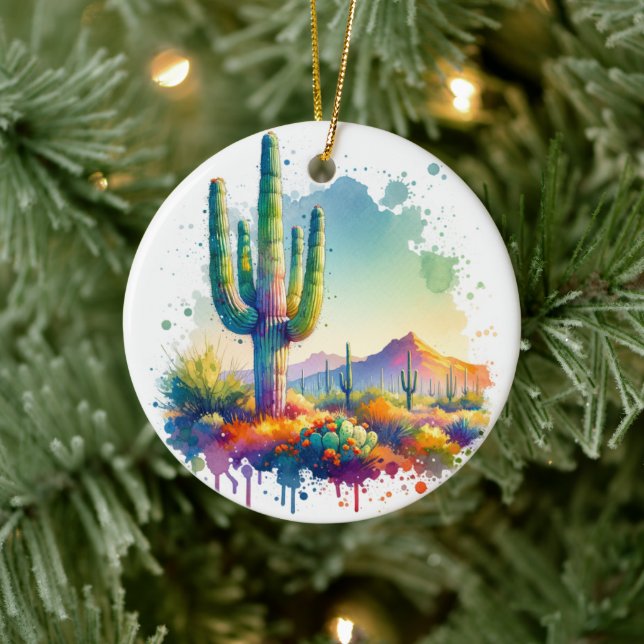 Saguaro National Park Arizona Giant Cactus  Ceramic Tree Decoration (Tree)