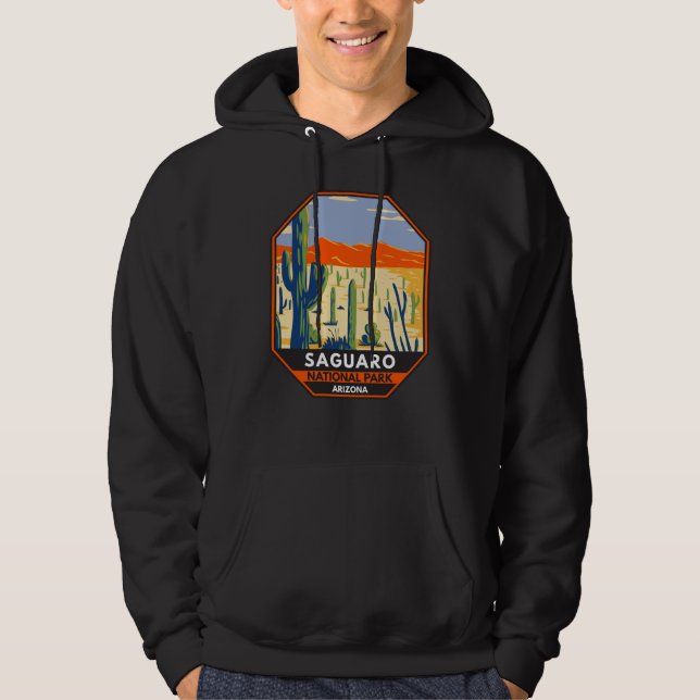Saguaro National Park Arizona Giant Cactus Vintage Hoodie (Front)
