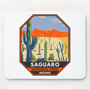 Saguaro National Park Arizona Giant Cactus Vintage Mouse Mat