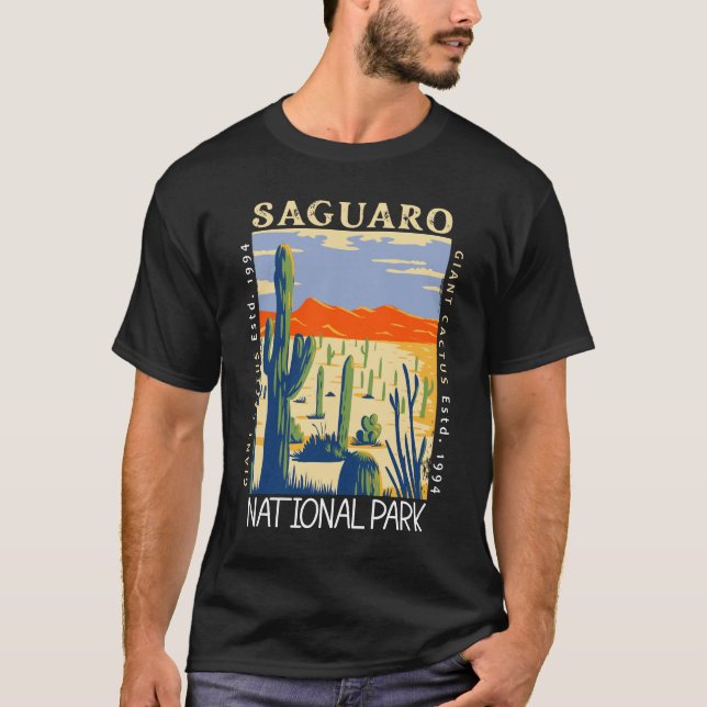 Saguaro National Park Arizona Retro Distressed T-Shirt (Front)