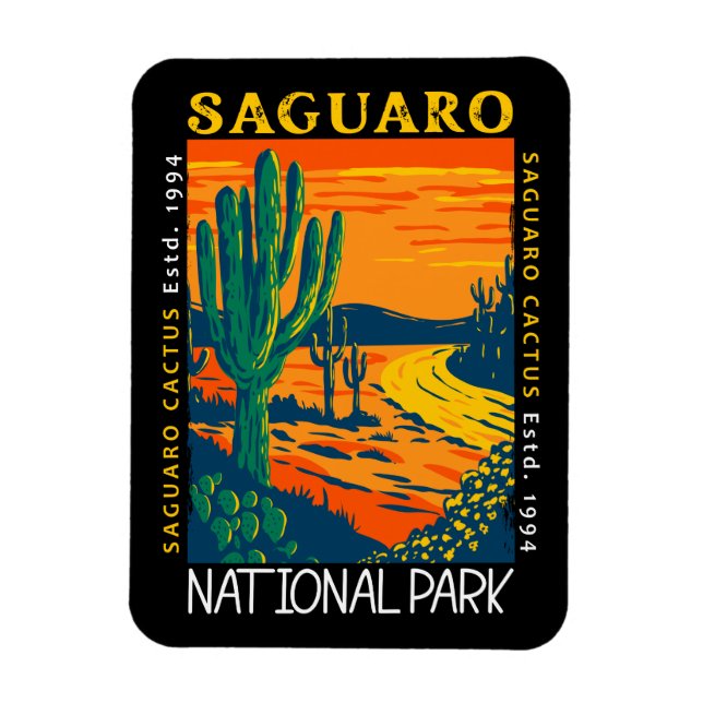 Saguaro National Park Arizona Vintage Distressed  Magnet (Vertical)
