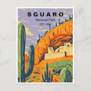 Saguaro National Park Arizona Vintage travel retro Postcard